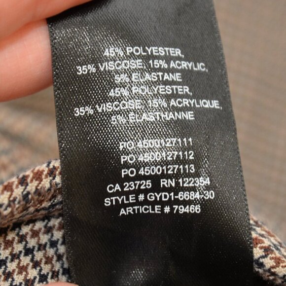 Aritzia Babaton Quentin Pant Brown Houndstooth Sz 2 - Picture 6 of 7